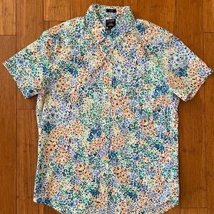 Men's J Crew Floral Shirt, Short Sleeve Dress Shirt, Slim Fit, M - Pre-Owned